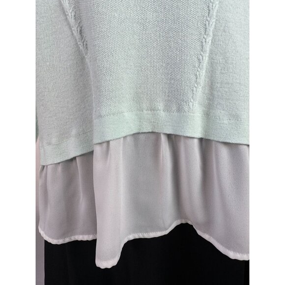 Cato Womens Mint Green Sweater With Sheer White Layered Hem Size S Lightweight - Picture 15 of 16